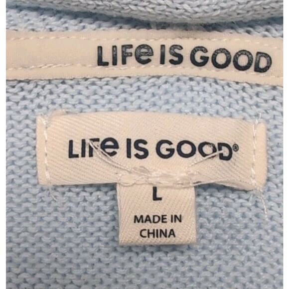 Life Is Good Hoodie Sweater Womens Size L Light Blue American Flag Beach NEW NWT - Picture 6 of 12